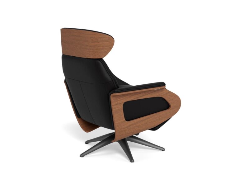 Kožené kreslo s drevom Ravello